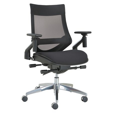 ALERA Executive Chair, Mesh, 18-1/2" to 22-1/2" Height, Adjustable Arms, Black, Aluminum EBW4213
